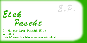 elek pascht business card